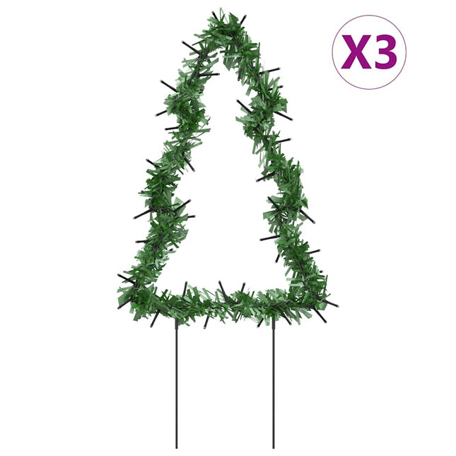 juledekoration med jordspyd juletræsform 3 stk. 50 LED'er 30 cm