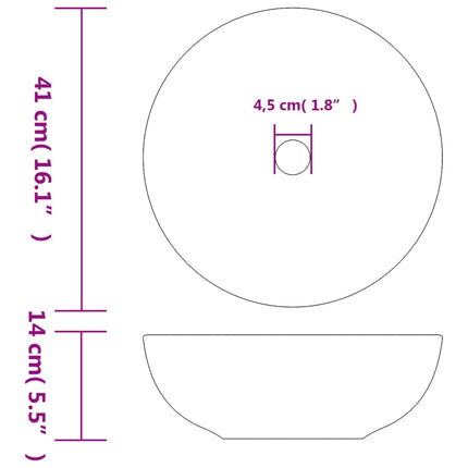 håndvask til bordplade Φ41x14 cm rund keramik hvid og rød