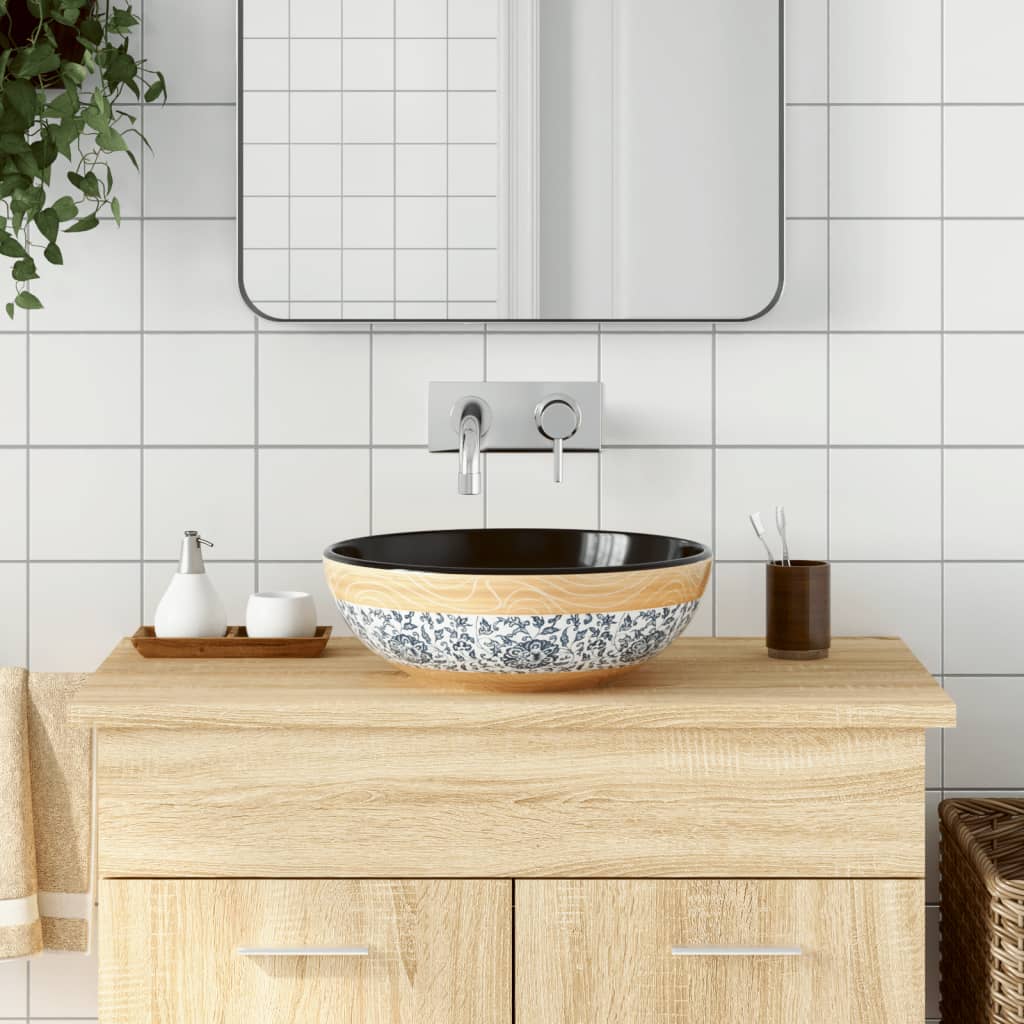 Håndvask Til Bordplade 41x14 Cm Rund Keramik Flerfarvet - Vidaxl