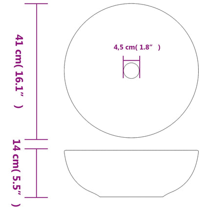 håndvask til bordplade Φ41x14 cm rund keramik grå