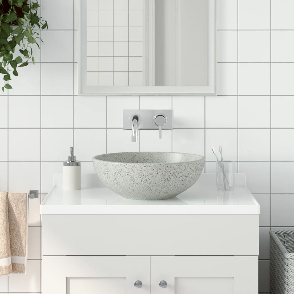 Håndvask Til Bordplade 41x14 Cm Rund Keramik Grå - Vidaxl