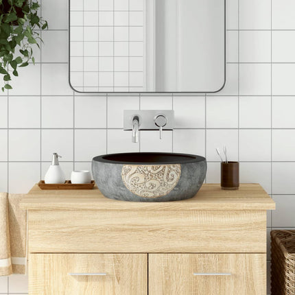 håndvask til bordplade Φ41x14 cm rund keramik sort og brun