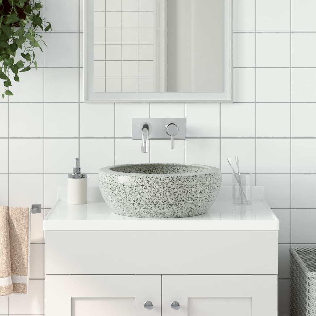 Håndvask Til Bordplade 41x14 Cm Rund Keramik Grå - Vidaxl