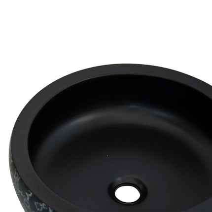håndvask til bordplade Φ41x14 cm rund keramik sort og blå