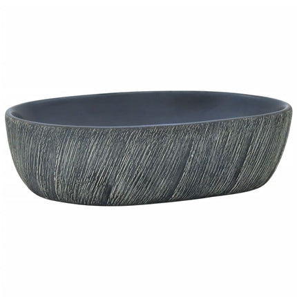 håndvask til bordplade 47x33x13 cm oval keramik sort og grå