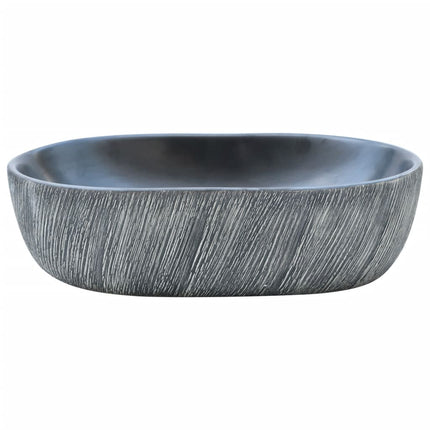 håndvask til bordplade 47x33x13 cm oval keramik sort og grå