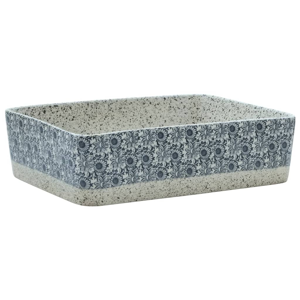 håndvask til bord 46x35,5x13 cm rektangulær keramik grå og blå