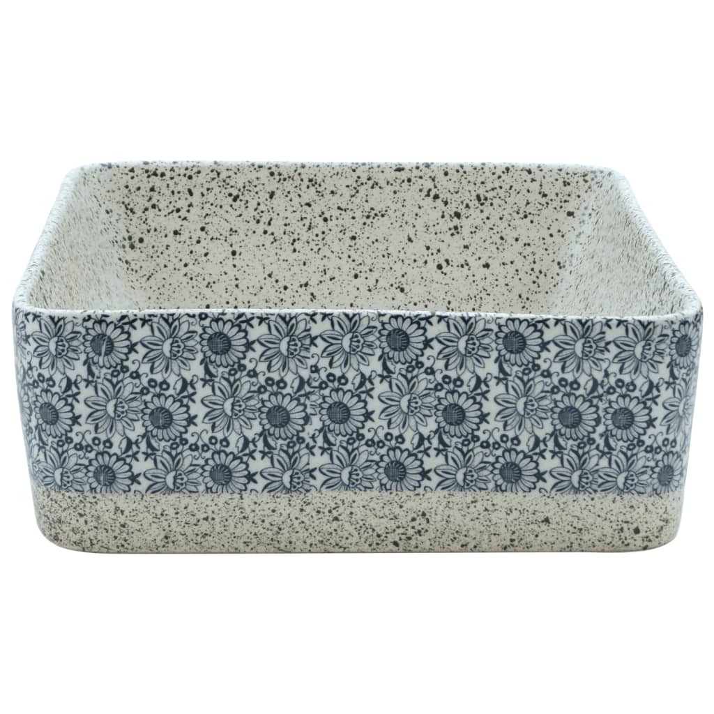 håndvask til bord 46x35,5x13 cm rektangulær keramik grå og blå