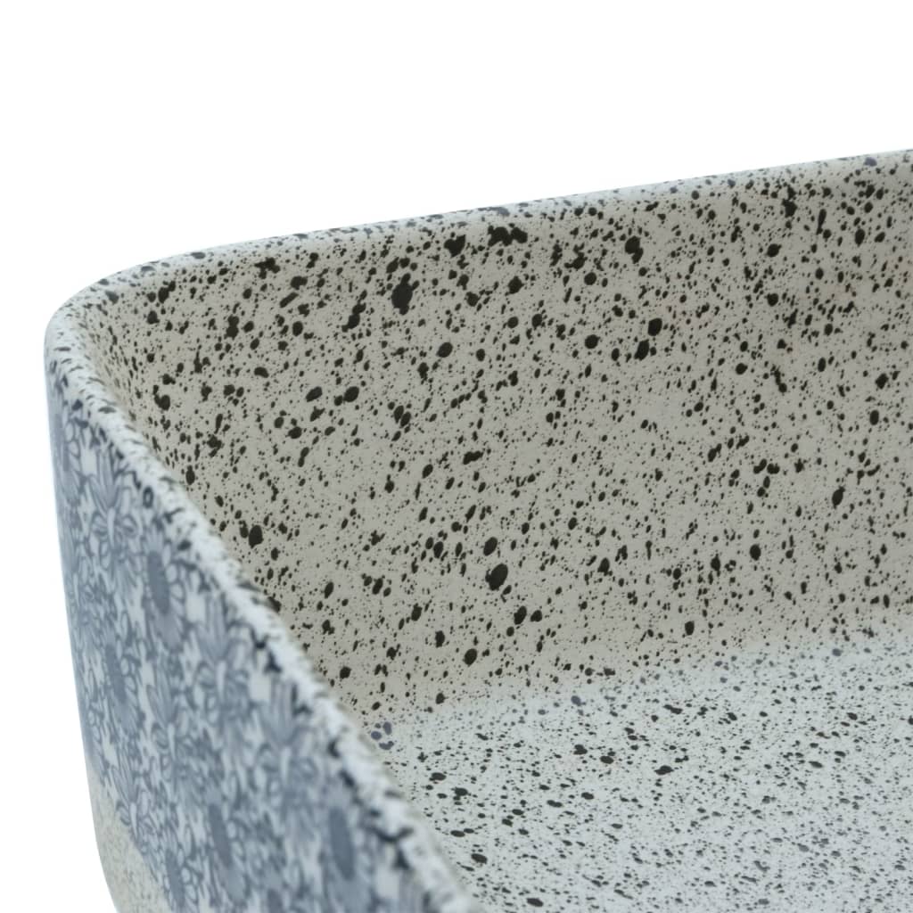 håndvask til bord 46x35,5x13 cm rektangulær keramik grå og blå