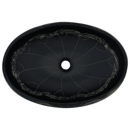 håndvask til bordplade 59x40x15 cm oval keramik sort
