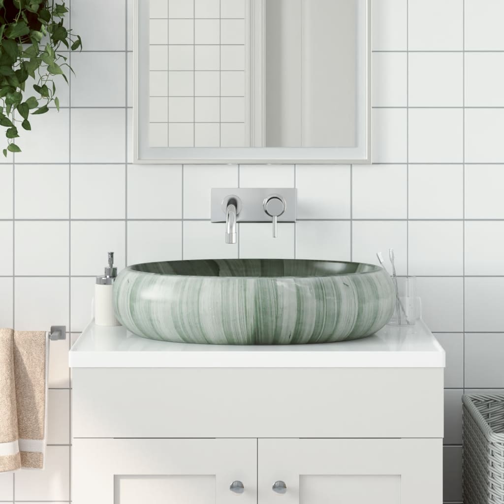 Håndvask Til Bordplade 59x40x15 Cm Oval Keramik Grøn - Vidaxl