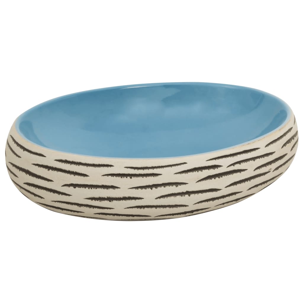 håndvask til bordplade 59x40x15 cm oval keramik flerfarvet