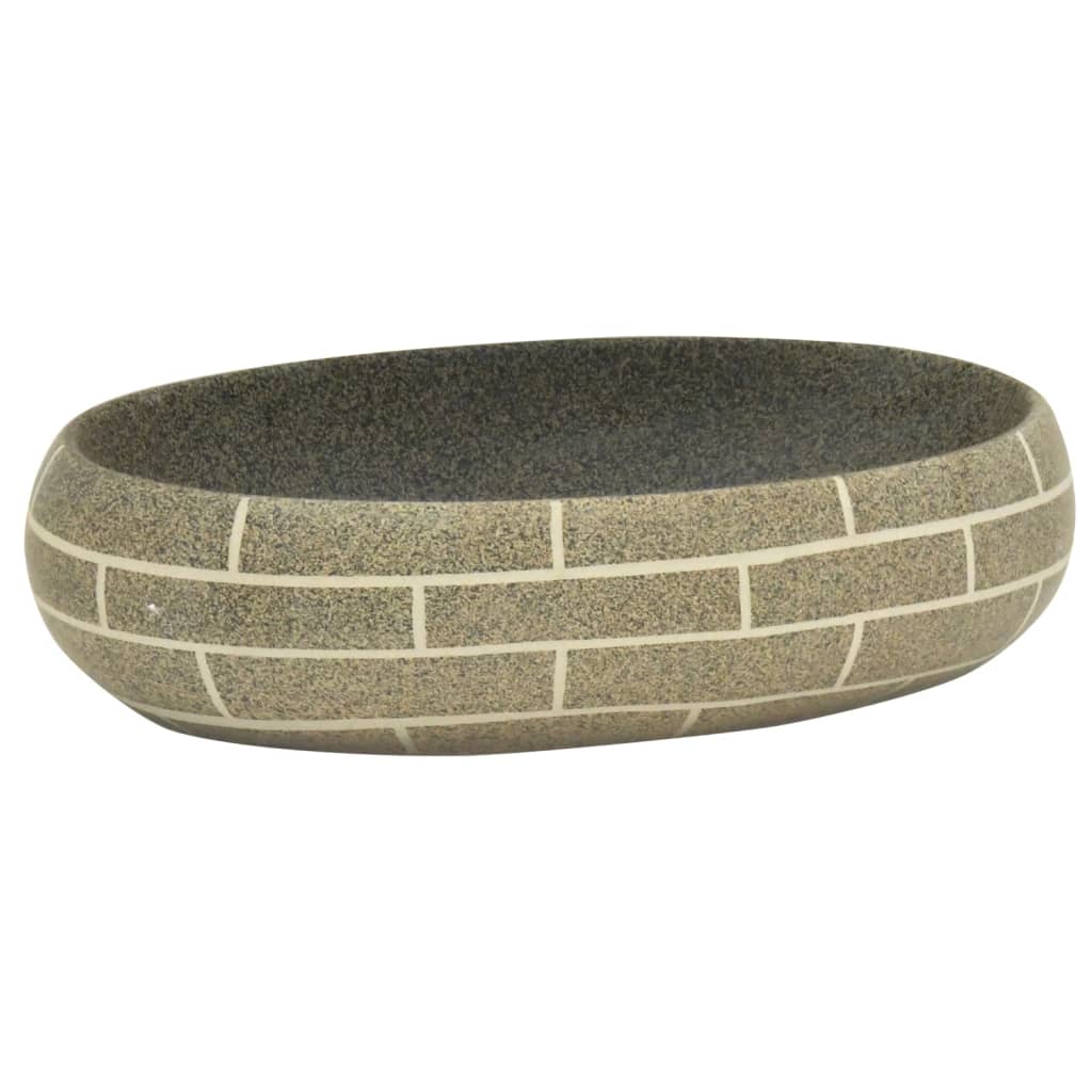 håndvask til bordplade 59x40x15 cm oval keramik flerfarvet
