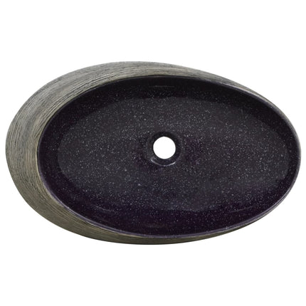 håndvask til bordplade 59x40x14 cm oval keramik lilla og grå
