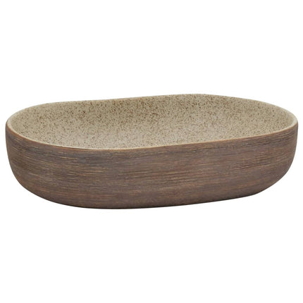 håndvask til bordplade 59x40x14 cm oval keramik sand og brun
