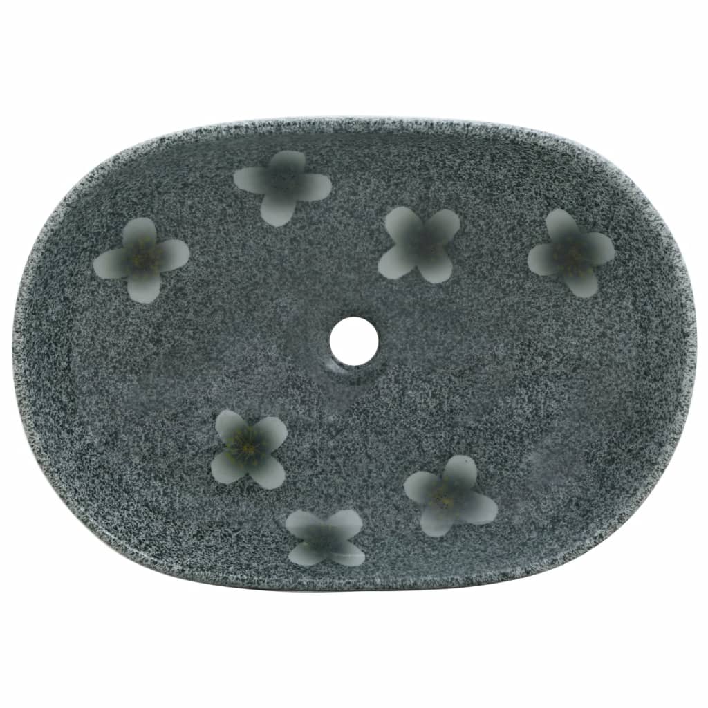 håndvask til bordplade 59x40x14 cm oval keramik blå