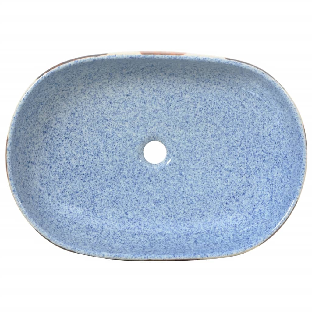 håndvask til bordplade 59x40x14 cm oval keramik flerfarvet