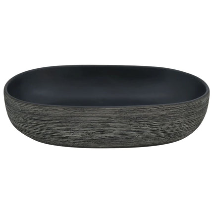 håndvask til bordplade 59x40x15 cm oval keramik grå og sort