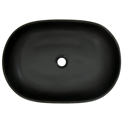 håndvask til bordplade 59x40x15 cm oval keramik grå og sort