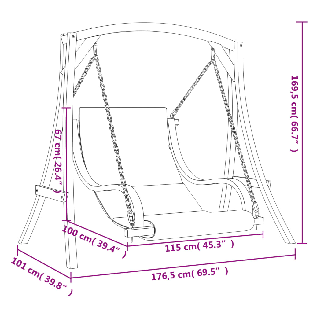 hængestol med hynde massivt grantræ med teakfinish