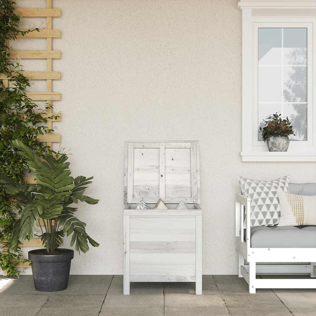 opbevaringsboks til haven 50x49x56,5 cm massivt grantræ hvid