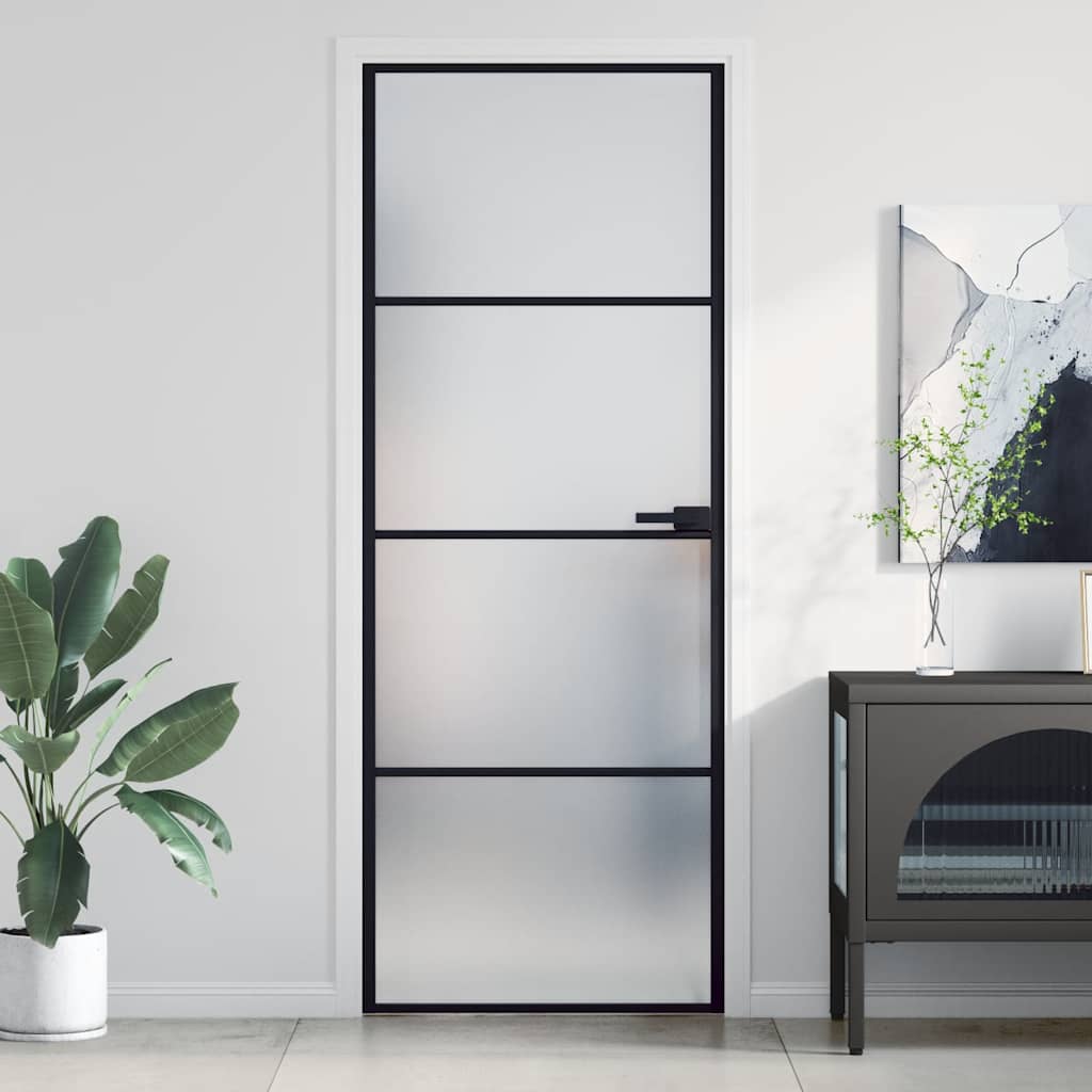 dør 76x201,5 cm hærdet glas og aluminium sort billede