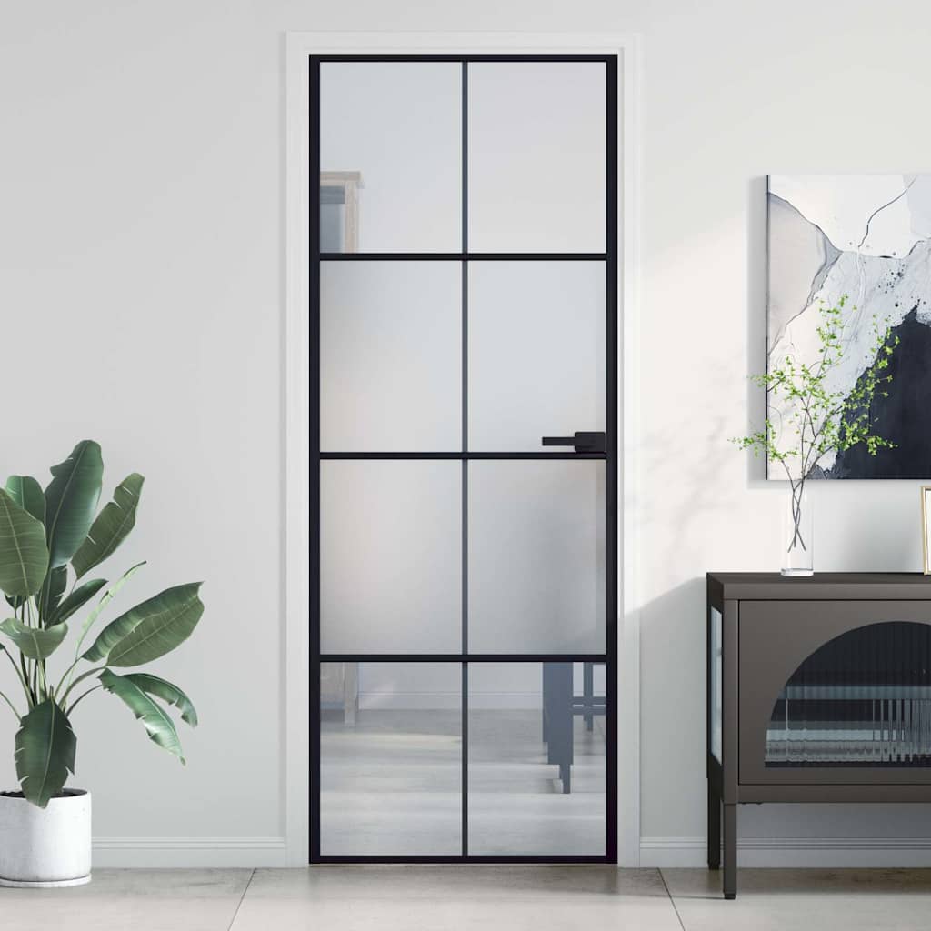dør 76x201,5 cm hærdet glas og aluminium sort billede