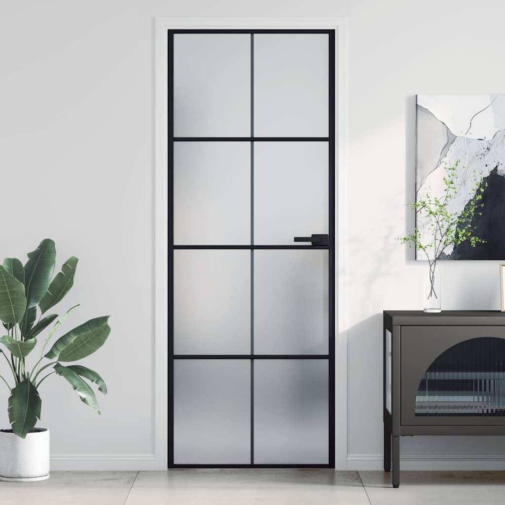 dør 76x201,5 cm hærdet glas og aluminium sort billede