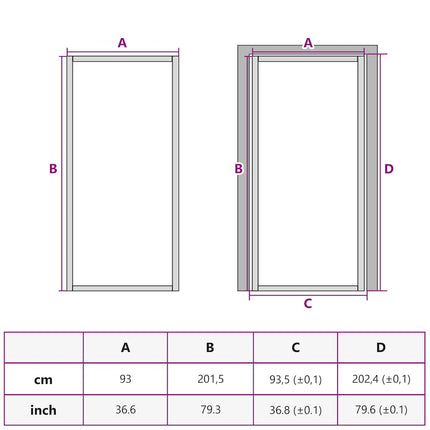 dør 93x201,5 cm hærdet glas og aluminium sort