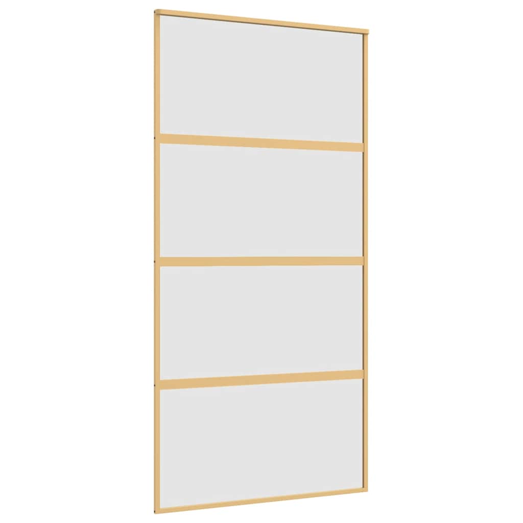 skydedør 102,5x205 cm matteret sikkerhedsglas aluminium gylden