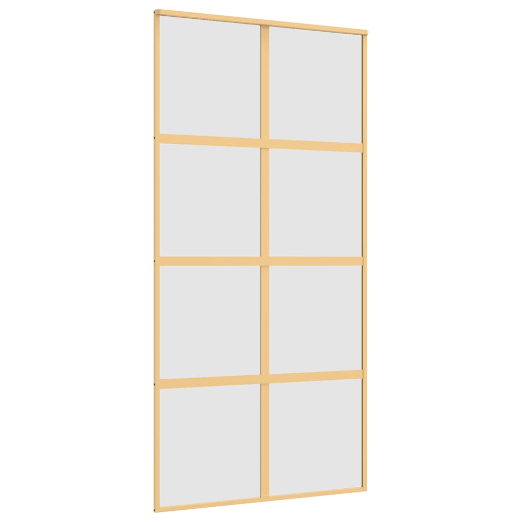 skydedør 102,5x205 cm matteret sikkerhedsglas aluminium gylden