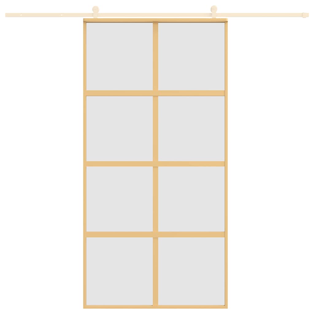 skydedør 102,5x205 cm matteret sikkerhedsglas aluminium gylden