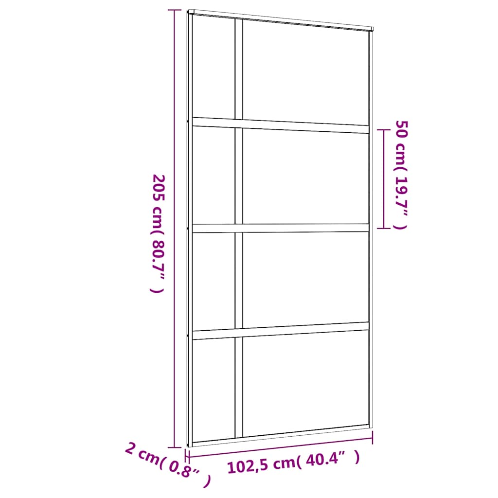 skydedør 102,5x205 cm klart sikkerhedsglas og aluminium gylden