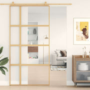 skydedør 102,5x205 cm klart sikkerhedsglas og aluminium gylden