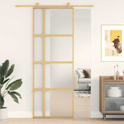 skydedør 76x205 cm matteret sikkerhedsglas og aluminium gylden