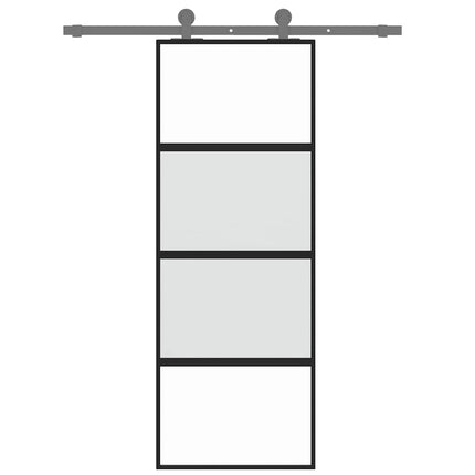 skydedør 76x205 cm hærdet glas og aluminium sort