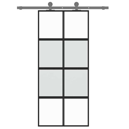 skydedør 90x205 cm hærdet glas og aluminium sort