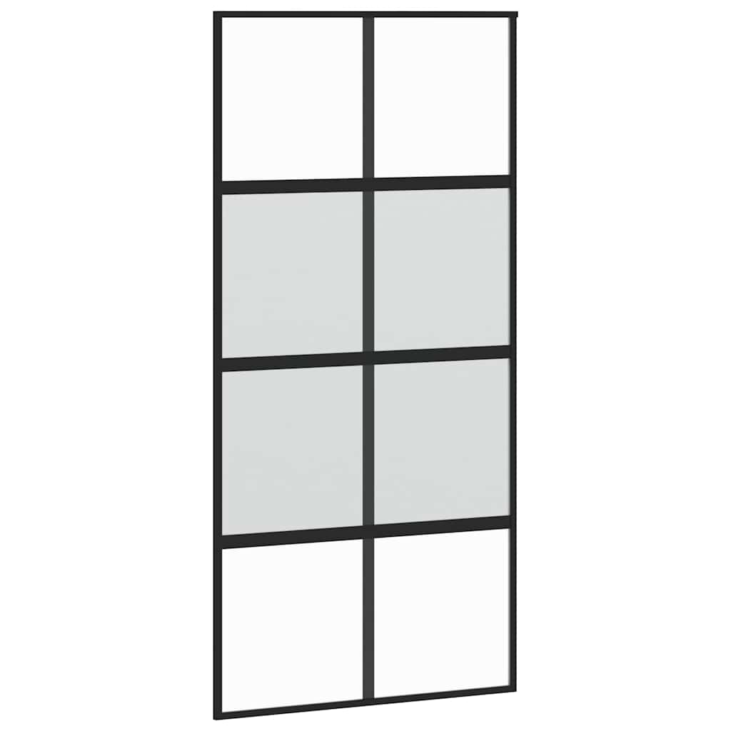 skydedør 102,5x205 cm hærdet glas og aluminium sort