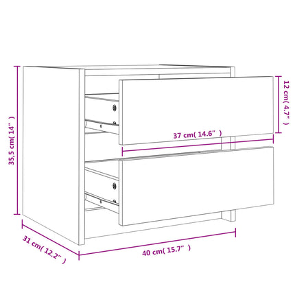 sengebord 40x31x35,5 cm massivt fyrretræ hvid