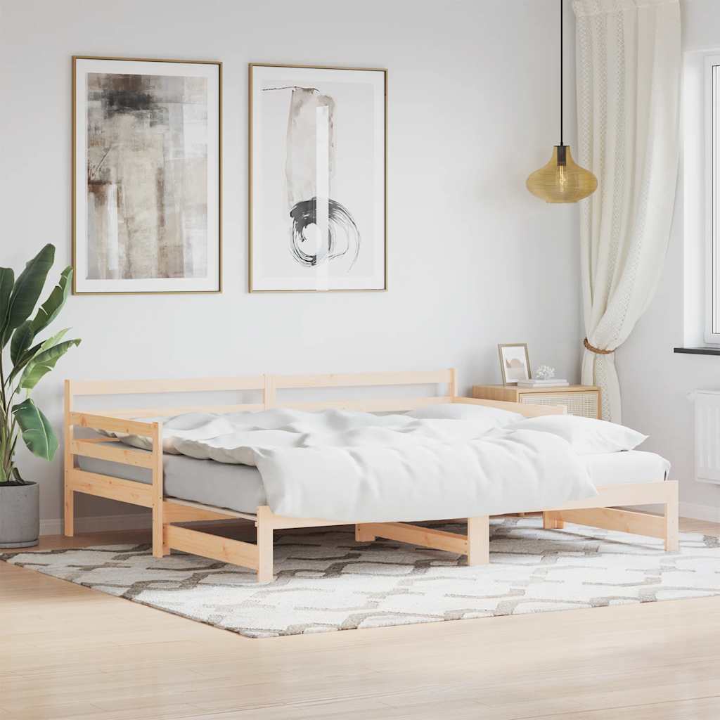 daybed med udtræk 90x200 cm massivt fyrretræ billede
