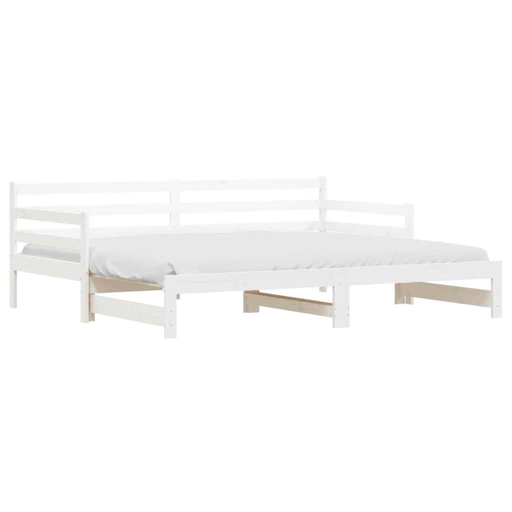 daybed med udtræk 90x200 cm massivt fyrretræ hvid