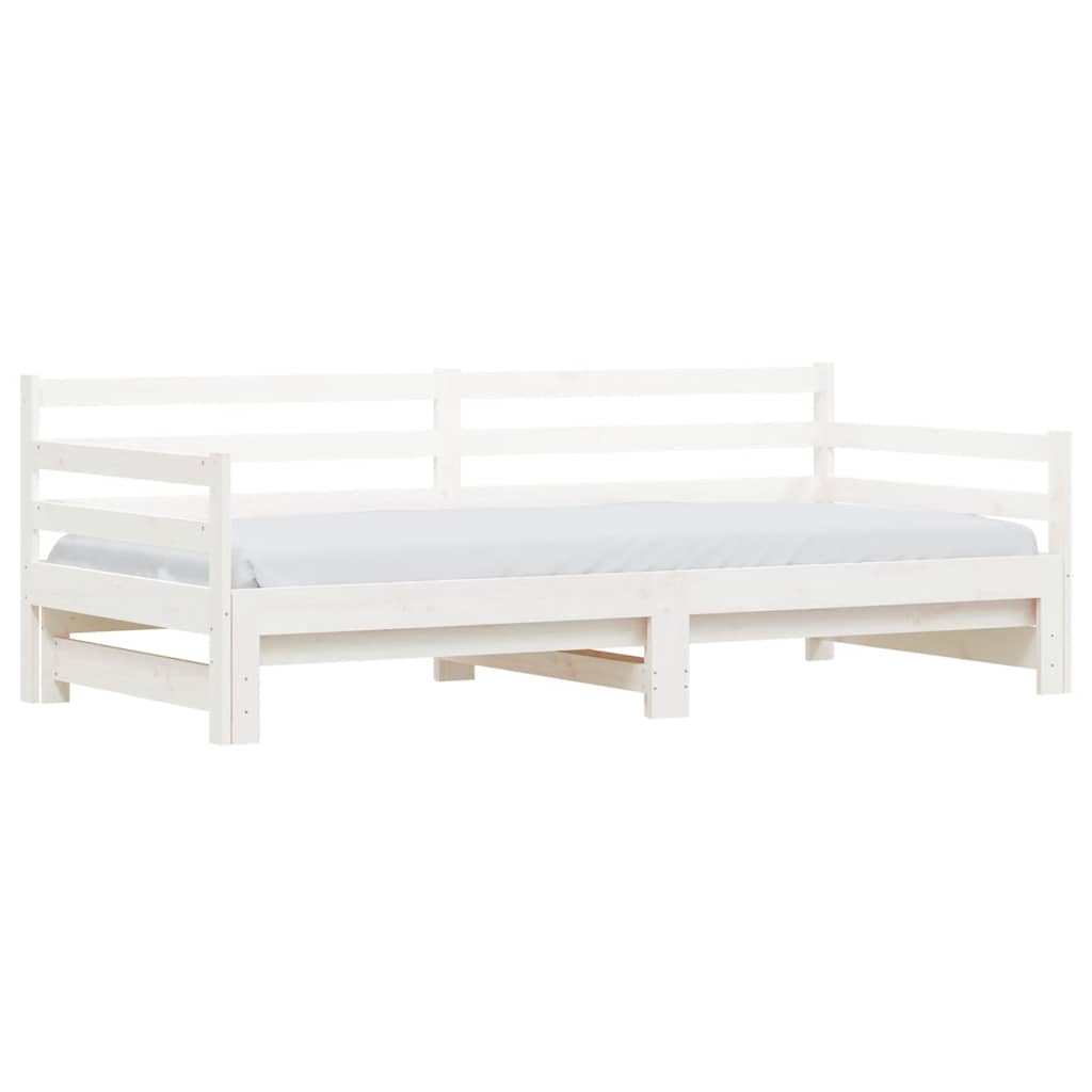 daybed med udtræk 90x200 cm massivt fyrretræ hvid