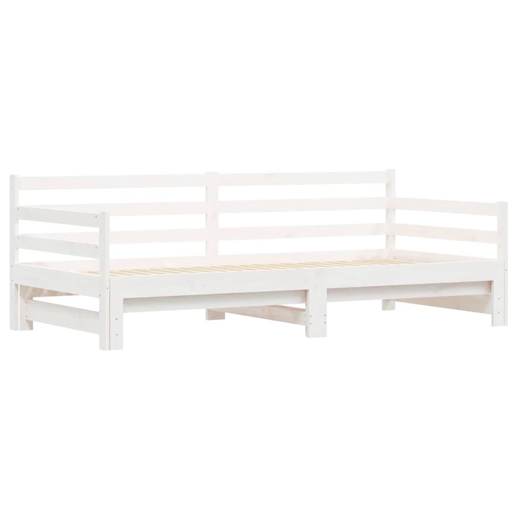 daybed med udtræk 90x200 cm massivt fyrretræ hvid