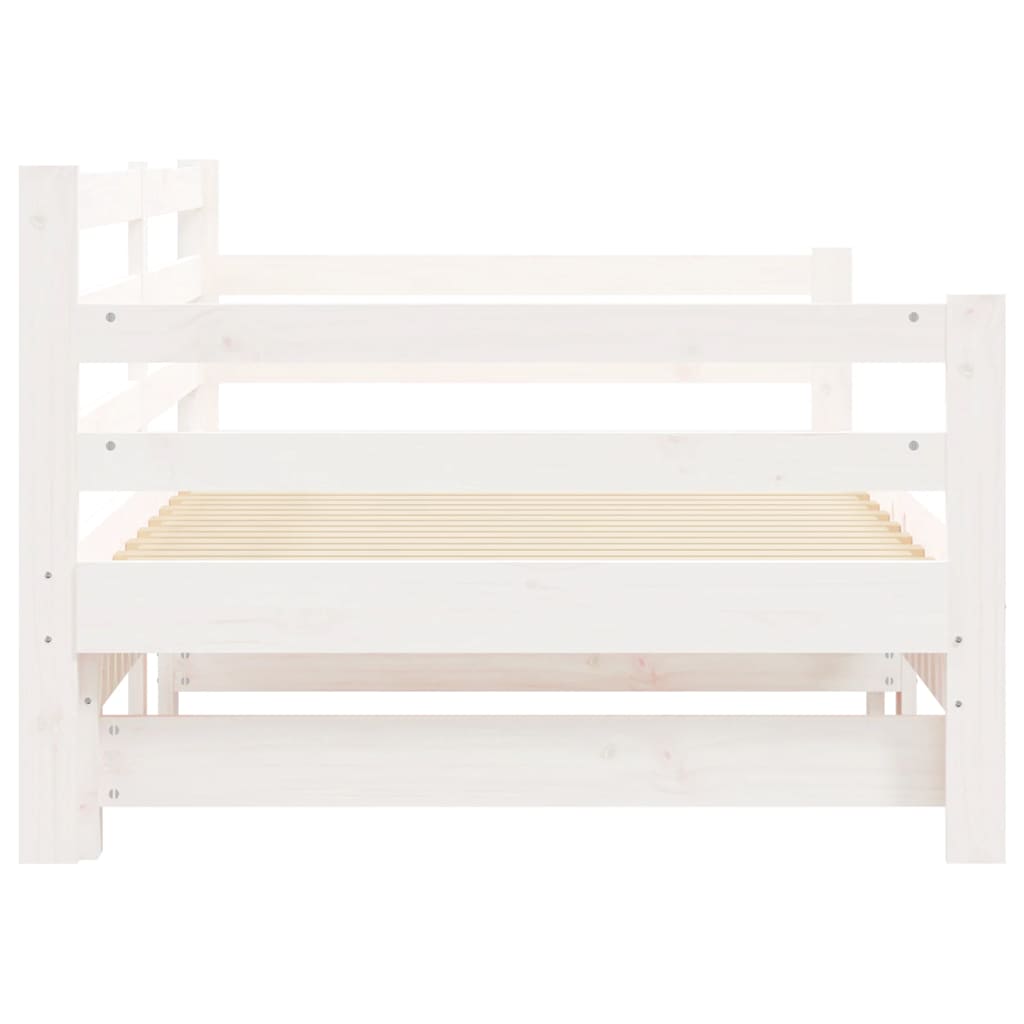 daybed med udtræk 90x200 cm massivt fyrretræ hvid