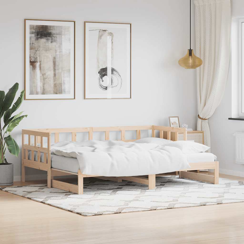 daybed med udtræk 80x200 cm massivt fyrretræ billede