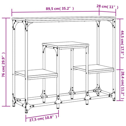 konsolbord 89,5x28x76 cm konstrueret træ sort