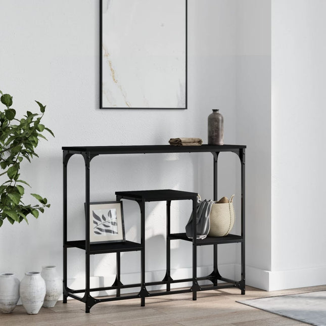 konsolbord 89,5x28x76 cm konstrueret træ sort