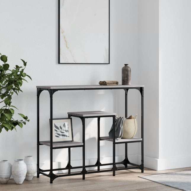 konsolbord 89,5x28x76 cm konstrueret træ grå sonoma-eg