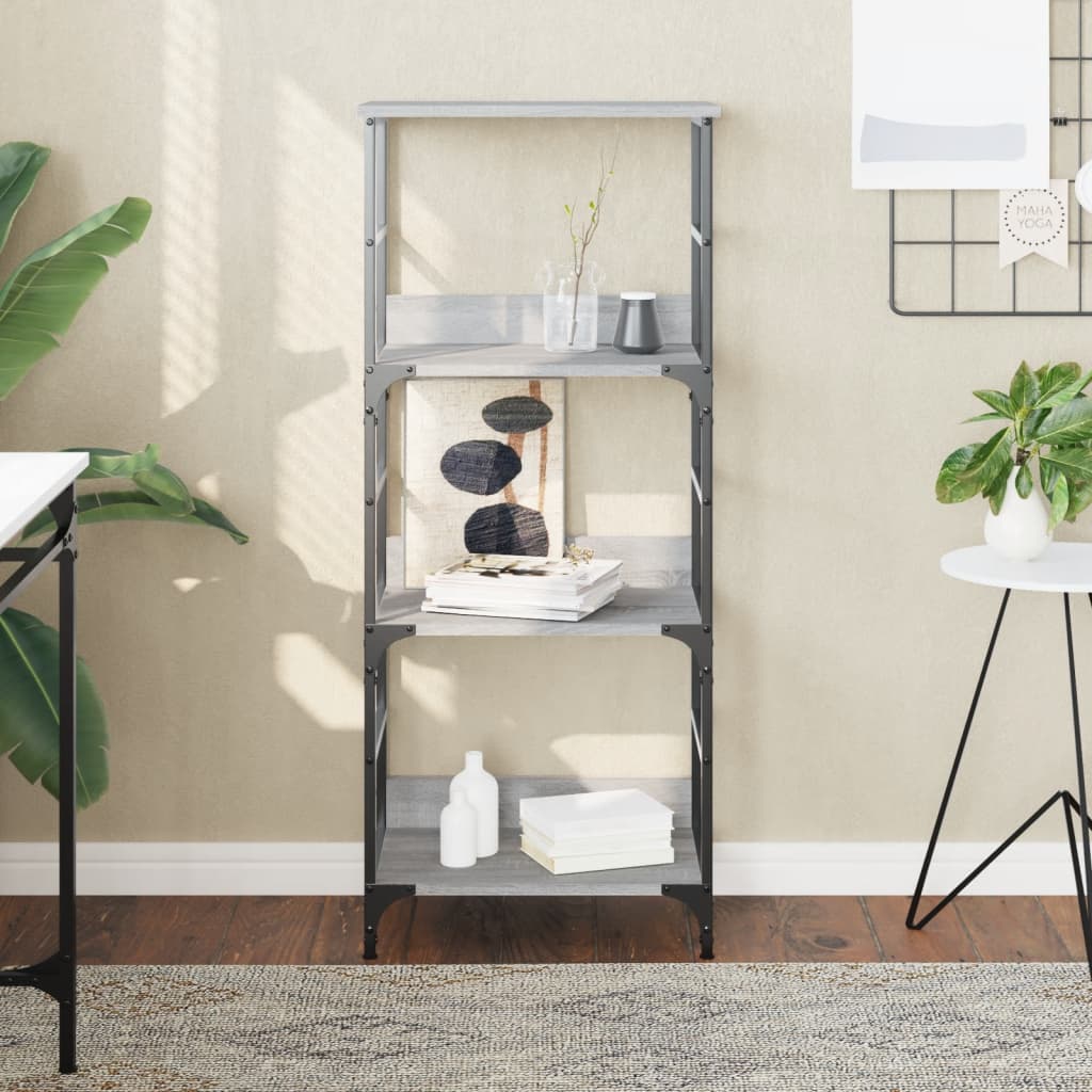 bogreol 50x33x117,5 cm konstrueret træ grå sonoma-eg billede