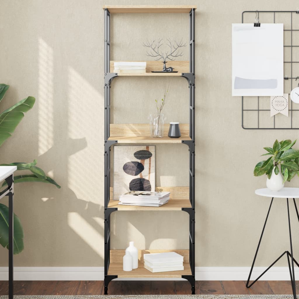 Bogreol 50×33×153 cm i konstrueret træ - sonoma-eg, industrielt design